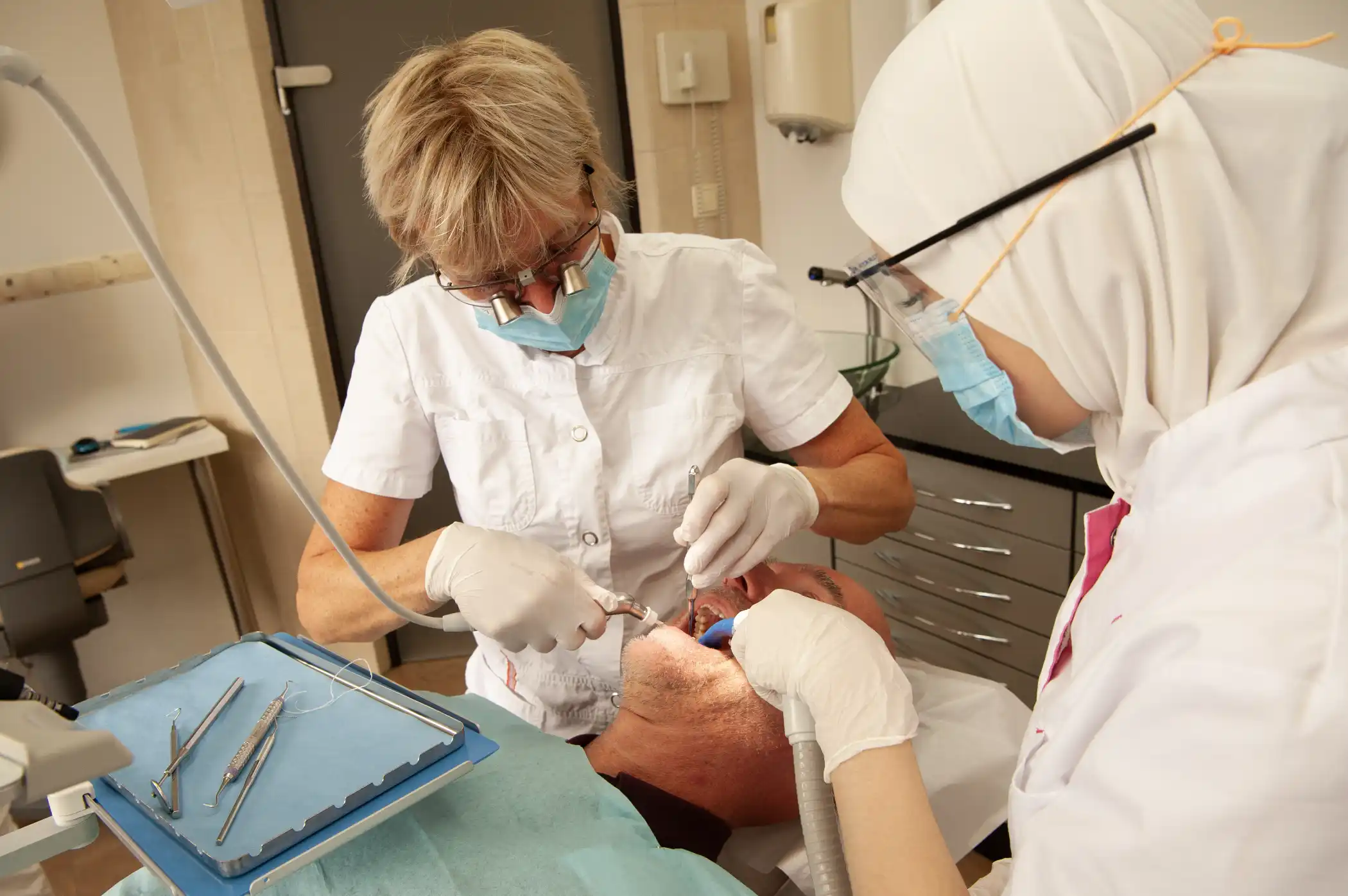 During treatment at Van Linschoten Dentists.